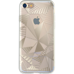 Coque semi-rigide transparente triangles dorés pour iPhone 7/8