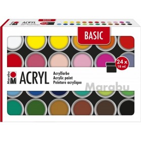 Marabu Set de peinture acrylique BASIC, 24 x 18 ml