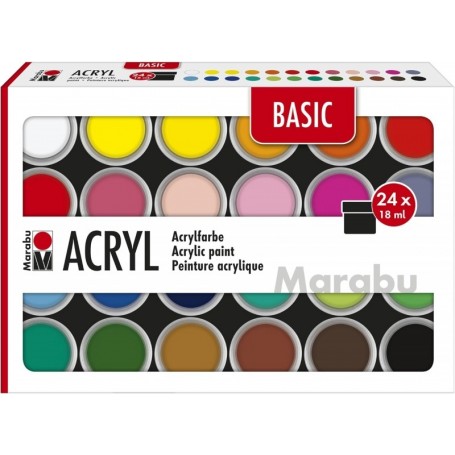 Marabu Set de peinture acrylique BASIC, 24 x 18 ml
