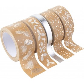 HEYDA Ruban adhsif dcoratif Nature, argent / blanc