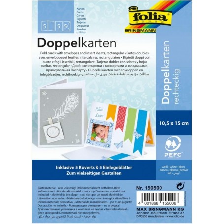 folia Kit de cartes pliantes, 105 x 150 mm, blanc