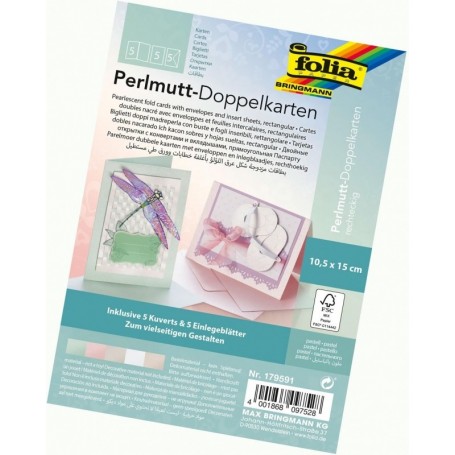 folia Kit de cartes pliantes, 105 x 150 mm, nacre pastel