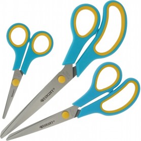WESTCOTT Ciseaux Easy Grip, set de 3, turquoise/jaune citron