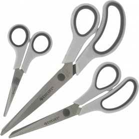 WESTCOTT Ciseaux Easy Grip, set de 3, gris clair/anthracite