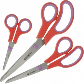 WESTCOTT Ciseaux Easy Grip, set de 3, rouge corail/cassis