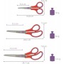 WESTCOTT Ciseaux Easy Grip, set de 3, rouge corail/cassis