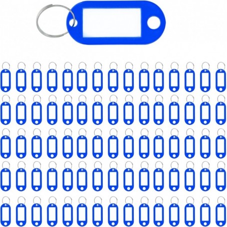 WESTCOTT Porte-cl avec anneau, pack de 100, bleu fonc
