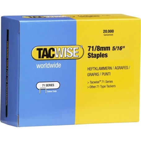 TACWISE Agrafes 71/8 mm galvanises, 20.000 pices