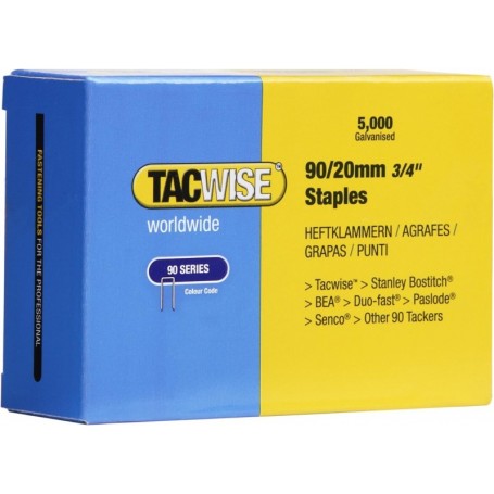 TACWISE Agrafes troites 90/20 mm galvanises, 5.000 pices