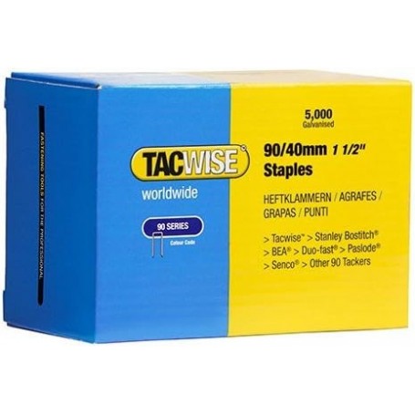 TACWISE Agrafes troites 90/40 mm galvanises, 5.000 pices