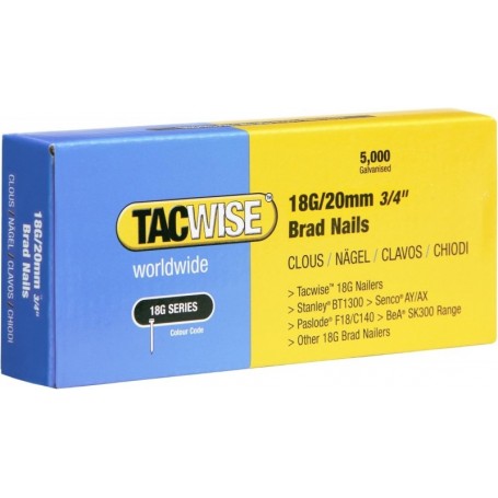 TACWISE Clous 18G/20 mm, 5.000 pices
