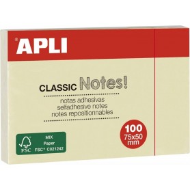 APLI Notes adhsives \"CLASSIC Notes!\", 75 x 50 mm, jaune