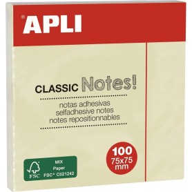 APLI Notes adhsives \"CLASSIC Notes!\", 75 x 75 mm, jaune