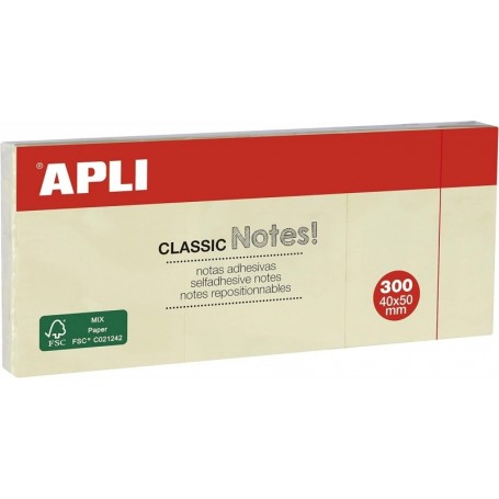 APLI Notes adhsives \"CLASSIC Notes!\", 40 x 50 mm, jaune