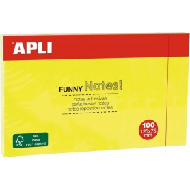 APLI Notes adhsives \"FUNNY Notes!\", 125 x 75 mm, jaune fluo