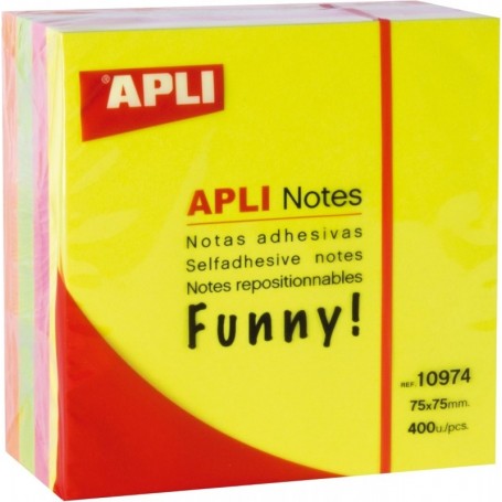 APLI Cube de notes adhsives \"FUNNY Notes!\", 75 x 75 mm