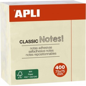 APLI Cube de notes adhsives \"CLASSIC Notes!\", 75 x 75 mm