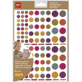 APLI kids Gommettes \"Rond\", kraft nature, en sachet