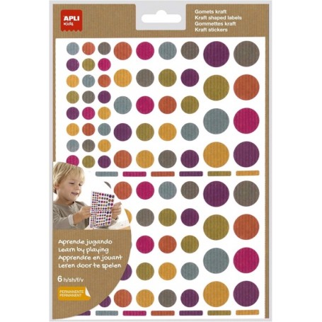 APLI kids Gommettes \"Rond\", kraft nature, en sachet