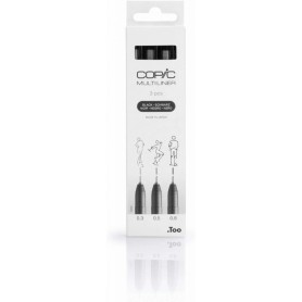 COPIC Feutre fin MULTILINER, set de 3, noir