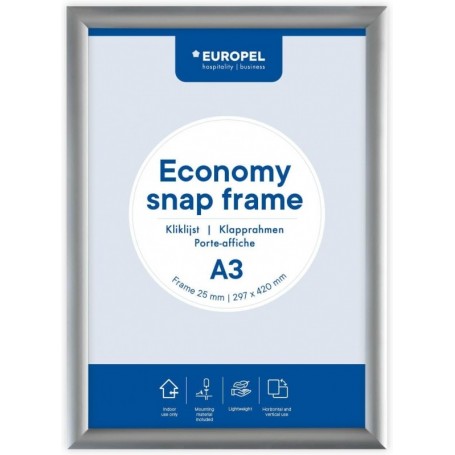 EUROPEL Cadre porte-affiche, A3, 25 mm, argent anodis