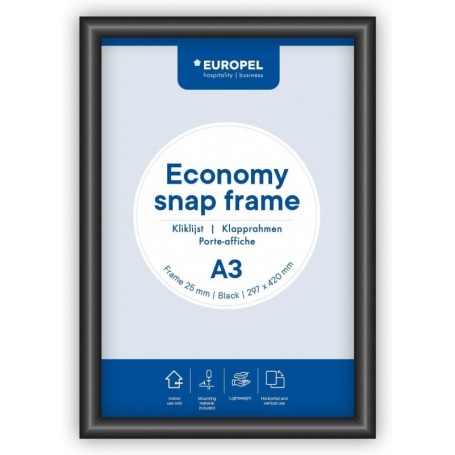 EUROPEL Cadre porte-affiche ECONOMY, A3, 25 mm, noir