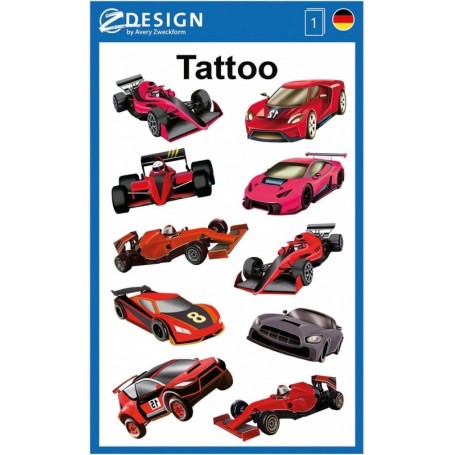 ZDesign KIDS Tatouages \"voitures de course\", noir/rouge