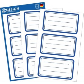 ZDesign SCHOOL Etiquettes livres \"bordures\", bleu