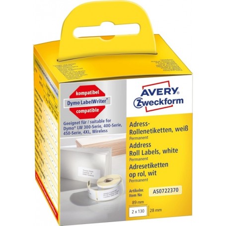 AVERY Zweckform Etiquettes en rouleau, 89 x 28 mm, blanc