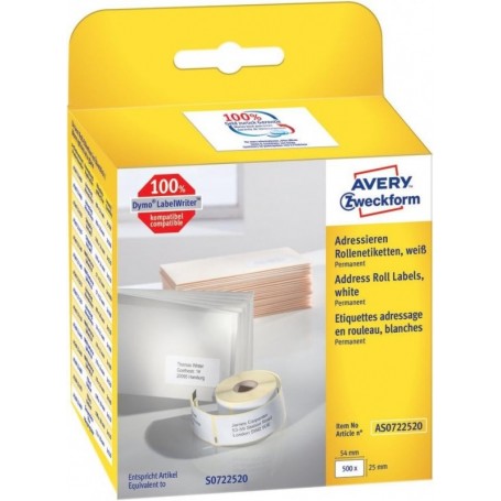 AVERY Zweckform Etiquettes en rouleau, 54 x 25 mm, blanc