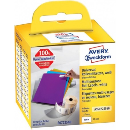 AVERY Zweckform Etiquettes en rouleau, 57 x 32 mm, blanc