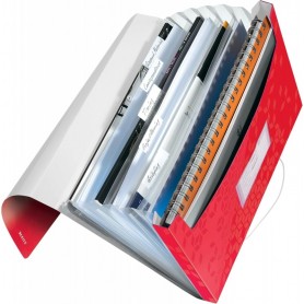 LEITZ Trieur mnager WOW, A4, PP, 6 compartiments, rouge