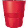 LEITZ Corbeille papier WOW, en plastique, 15 litres, rouge