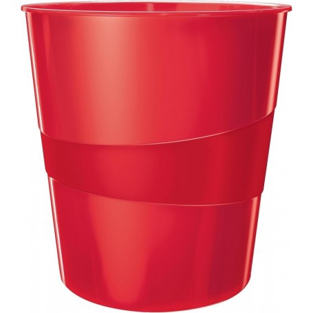 LEITZ Corbeille papier WOW, en plastique, 15 litres, rouge