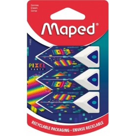 Maped Gomme en plastique Pyramide PIXEL PARTY, blister de 3
