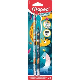 Maped Crayon de papier JUNGLE fever avec gomme, blister de 2