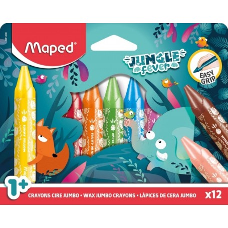 Maped Crayon cire JUNGLE fever JUMBO, tui en carton de 12