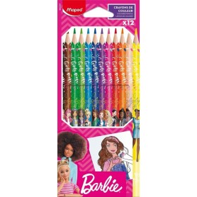 Maped Crayon de couleur Barbie, tui en carton de 12