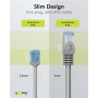CAT 6A Câble Patch Ultra-Flexible, Slim, U/UTP, grisfiches extra-courtes, conducteur en cuivre pur (CU), LSZH, gaine TPE, AWG 32