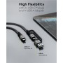 2en1 Câble Textile USB, Gris Sidéral/Argent, 3 mcâble de charge USB-C™ extra-robuste avec adaptateur pour appareils USB-A