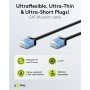 CAT 6A Câble Patch Ultra-Flexible, Slim, U/UTP, noirfiches extra-courtes, conducteur en cuivre pur (CU), LSZH, gaine TPE, AWG 32
