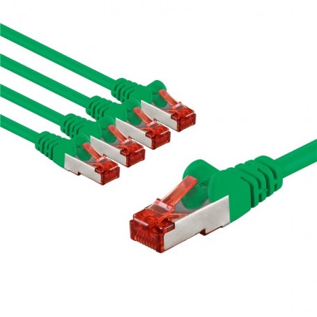 CAT 6 Câble Patch, S/FTP (PiMF), 3 m, vert, Lot de 5conducteur en cuivre (CU), gaine de câble sans halogène (LSZH)