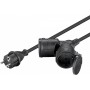 Câble de Rallonge Double pour l\'Extérieur, 5 m, noirfiche à contact de protection (type E/F, CEE 7/7) 2x prise à contact de protection (type F, CEE 7/3)