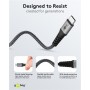 2en1 Câble Textile USB, Gris Sidéral/Argent, 2 mcâble de charge USB-C™ extra-robuste avec adaptateur pour appareils USB-A