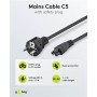 Câble d\'Alimentation avec Contact de Protection, 2 m, noirfiche à contact de protection (type E/F, CEE 7/7) Prise femelle C5
