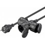 Câble de Rallonge Triple pour l\'Extérieur, 5 m, noirfiche à contact de protection (type E/F, CEE 7/7) 3x prise à contact de protection (type F, CEE 7/3)