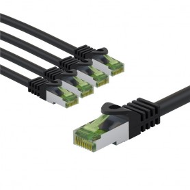 CAT 8.1 Câble Patch Certifié de GHMT, S/FTP (PiMF), 3 m, noir, Kit de 5conducteur en cuivre, LSZH gaine de câble sans halogène