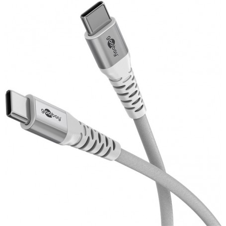 Câble Textile USB-C™ Super-Doux avec Connecteurs Métalliques, 1 m, blanccâble de connexion élégant et extra-robuste pour les appareils dotés d\'un connecteur USB-C™