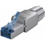 CAT 6A Connecteur RJ45 Blindé STP, Installation sans Outilpour un diamètre de câble de 5,0-8,5 mm, bouchon à vis, montage IDC sans outils