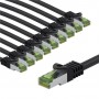 CAT 8.1 Câble Patch Certifié de GHMT, S/FTP (PiMF), 1 m, noir, Kit de 10conducteur en cuivre, LSZH gaine de câble sans halogène